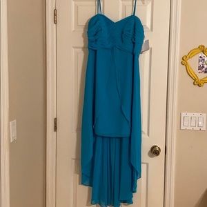 Malibu blue hi low bridesmaid/prom dress